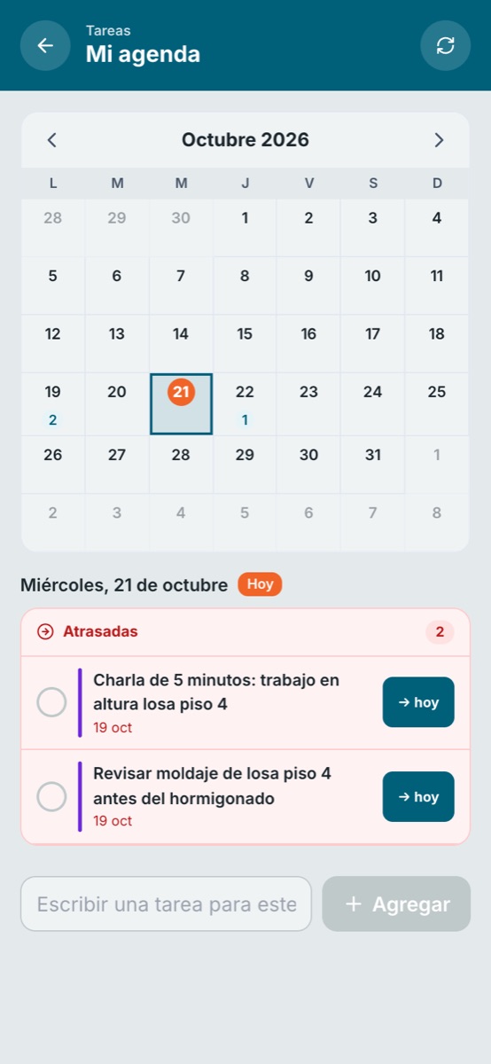 Agenda del capataz en el celular con RukaOS