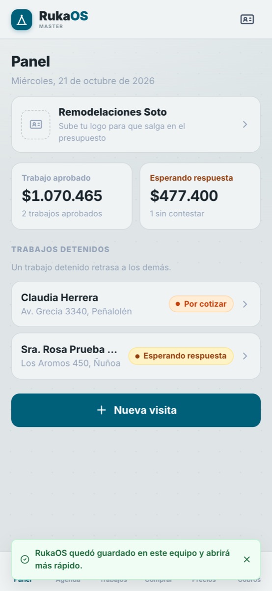 RukaOS Maestro: el día del contratista en el celular