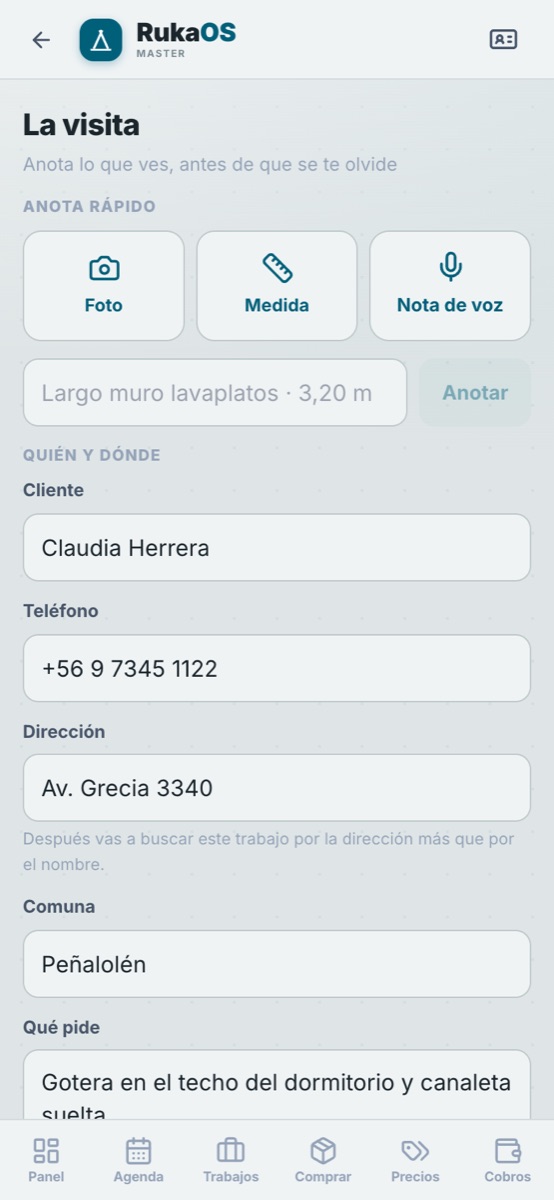 RukaOS Maestro: agendar la visita a un cliente desde el celular